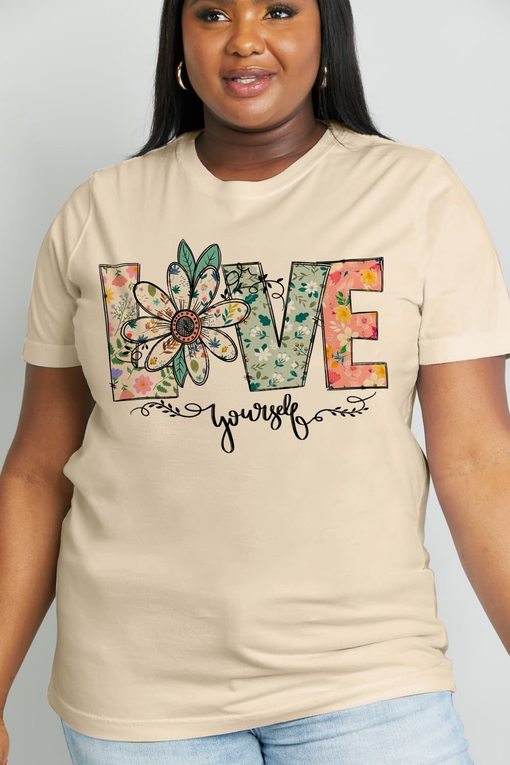 Simply Love Full Size LOVE YOURSELF Graphic Cotton Tee