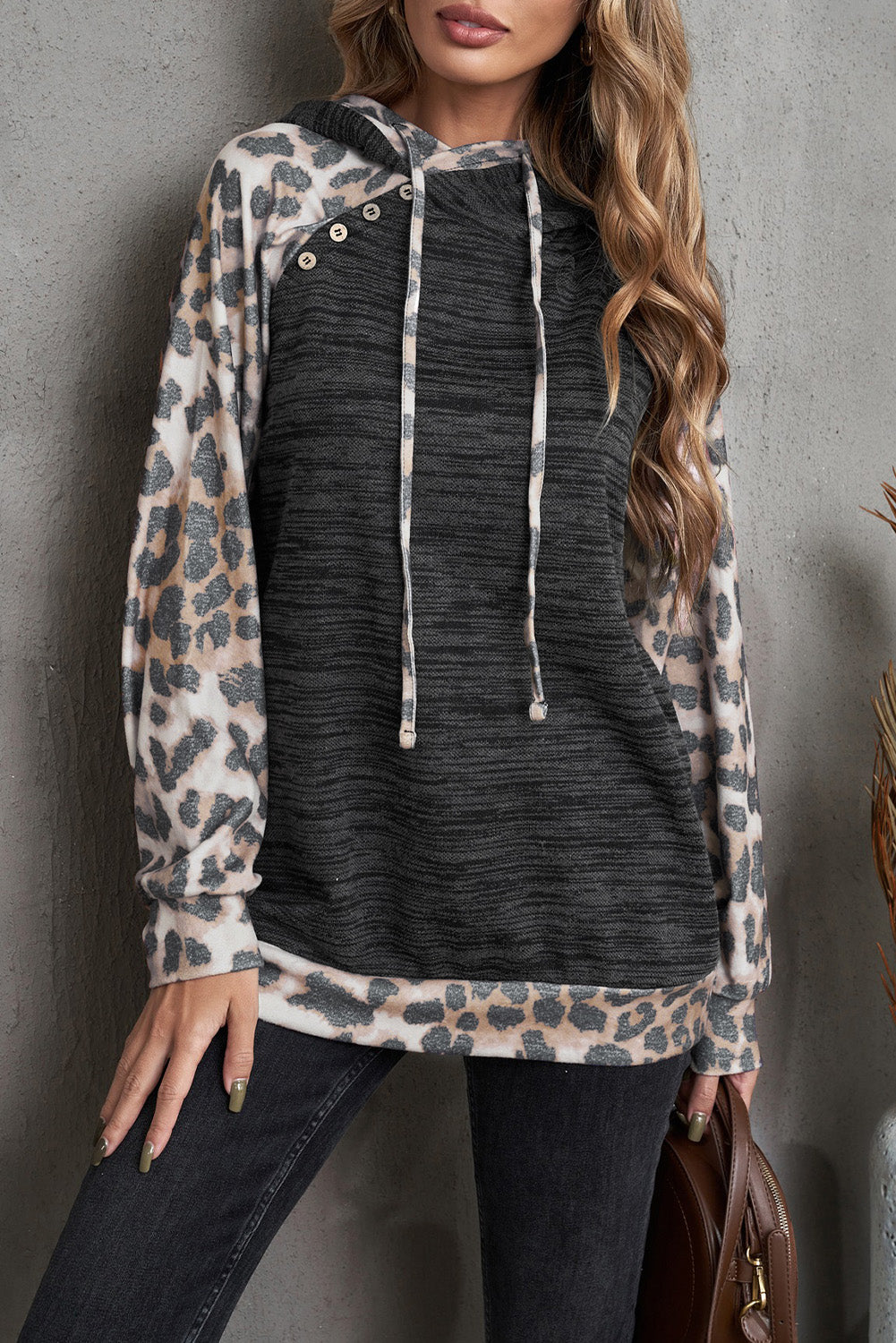 Leopard Raglan Sleeve Hoodie